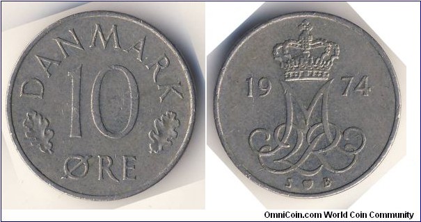 10 Ore (Kingdom of Denmark / Queen Margrethe II // Copper-Nickel)