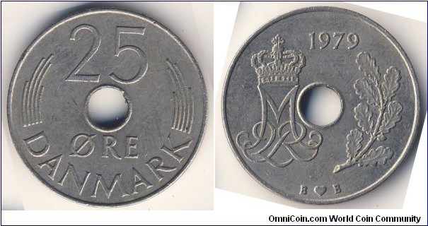 25 Ore (Kingdom of Denmark / Queen Margrethe II // Copper-Nickel)