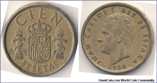 100 Pesetas (Kingdom of Spain / King Juan Carlos I // Aluminium-Bronze)
