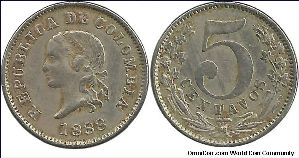 Colombia 5 centavos 1888