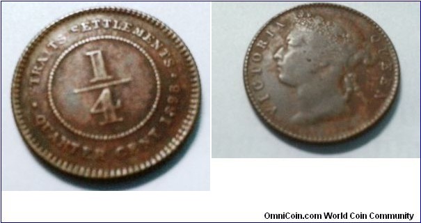 Straits settlements Queen Victoria 1/4 cent copper (rare)