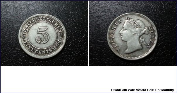 Strait settlements Queen Victoria 5 cents copper.800 silver