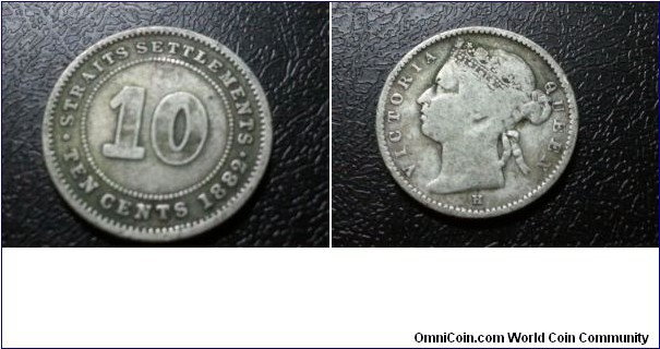 Strait settlements Queen Victoria 10 cents 800.silver
