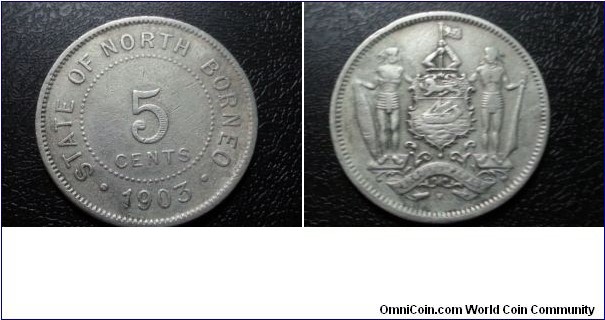 British North Borneo 5 cents copper-nickel 