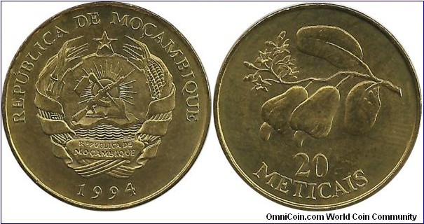 Mocambique 20 Meticais 1994