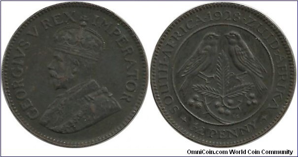SouthAfrica-British ¼ Penny 1928