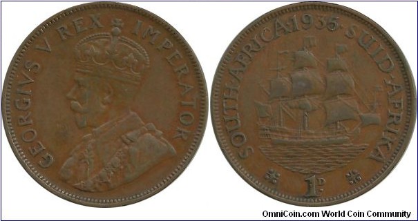 SouthAfrica-British 1 Penny 1935