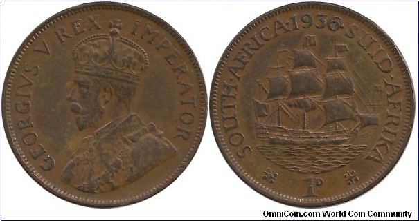 SouthAfrica-British 1 Penny 1936