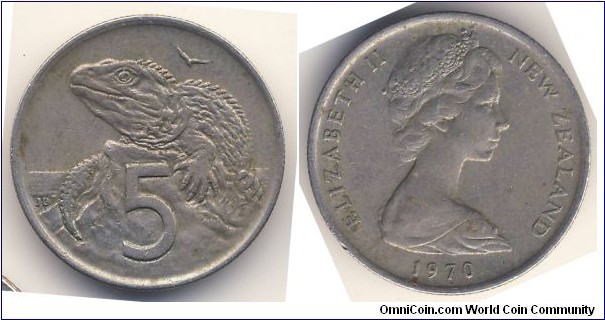 5 Cents (Commonwealth - State of New Zealand / Queen Elizabeth II // Copper-Nickel)