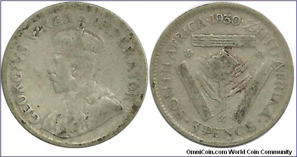 SouthAfrica-British 3 Pence 1930