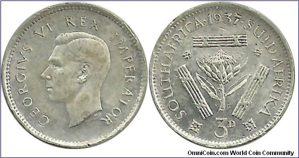 SouthAfrica-British 3 Pence 1937