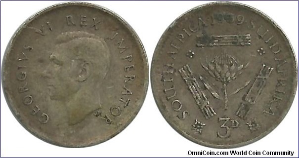 SouthAfrica-British 3 Pence 1939
