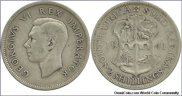 SouthAfrica-British 2 Shillings 1941