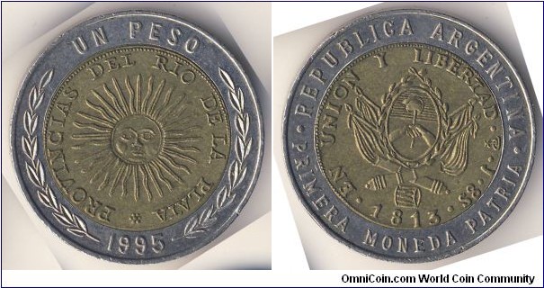 1 Peso (Argentine Republic // Bimetallic: Copper-Aluminium-Nickel centre / Copper-Nickel ring)