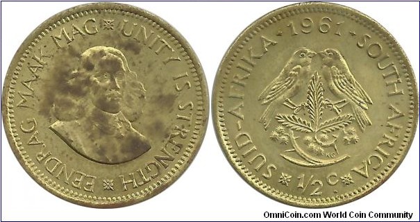 SouthAfrica ½ Cent 1961