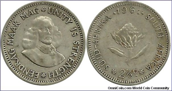 SouthAfrica 2½ Cents 1961