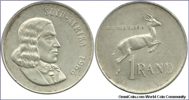 SouthAfrica 1 Rand 1966-Afrikaan ; Jan van Riebeeck