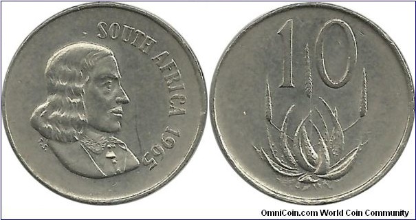 SouthAfrica 10 Cents 1965-English