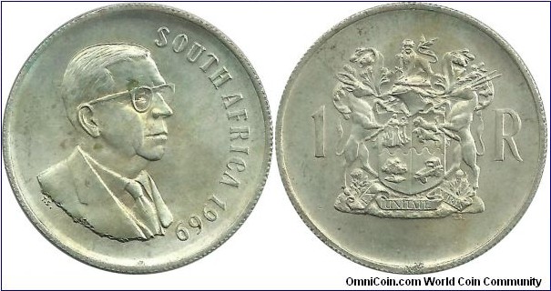SouthAfrica 1 Rand 1969-English ; Dr. T.E.Donges