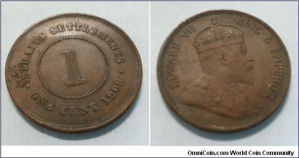 Straits Settlements King Edward VII 1 cent copper