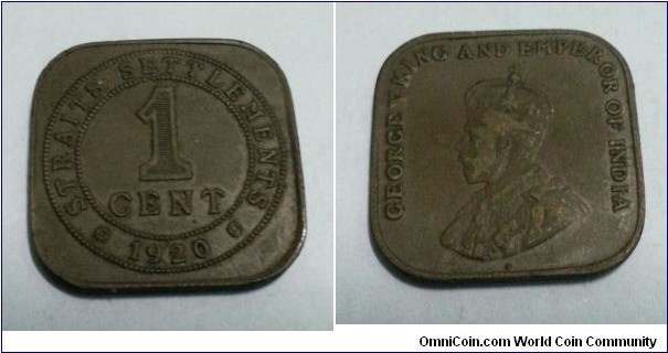 Straits Settlements King George V 1 cent copper
