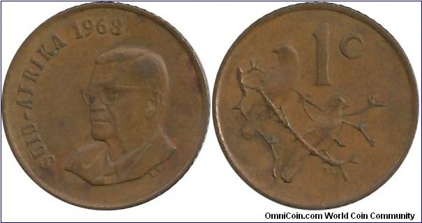 SouthAfrica 1 Cent 1968-Afrikaan