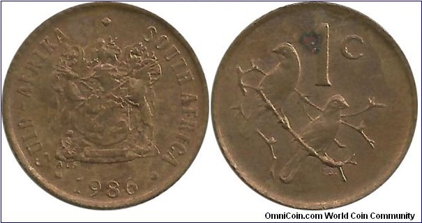 SouthAfrica 1 Cent 1986-Bilingual