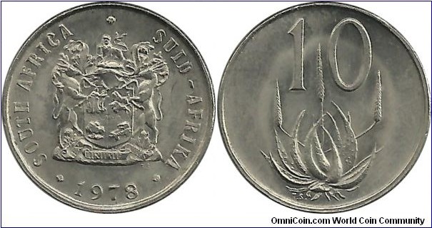 SouthAfrica 10 Cents 1978-Bilingual