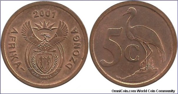 SouthAfrica 5 Cents 2001 Tsonga