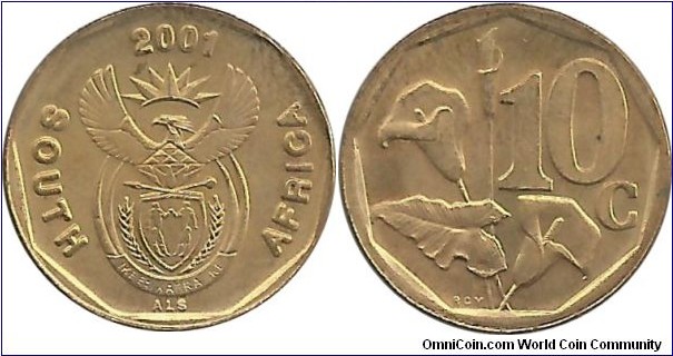 SouthAfrica 10 Cents 2001 English