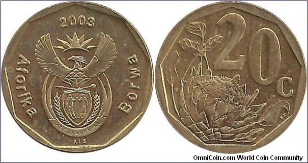 SouthAfrica 20 Cents 2003 Tswana