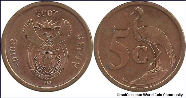 SouthAfrica 5 Cents 2007 Afrikaan