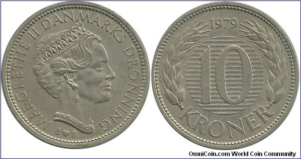 Denmark 10 Kroner 1979