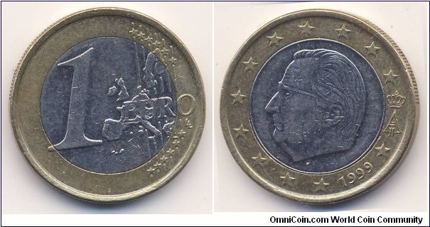 1 Euro (European Union // Bimetallic: Copper-Nickel clad Nickel centre / Nickel Brass ring)