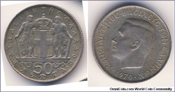 50 Lepta (Kingdom of Greece / King 	Constantine II // Copper-Nickel)