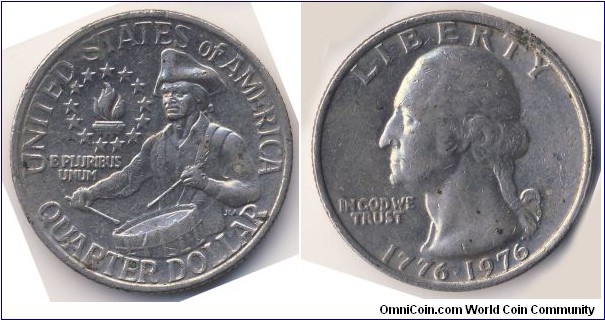 1/4 Dollar (Federal State - USA / 200th Anniversary of the The United States Declaration of Independence, 1776-1976 // Copper-Nickel clad Copper)