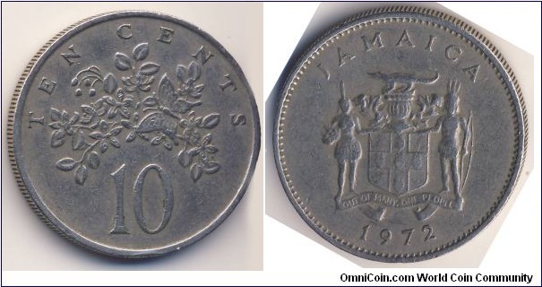 10 Cents (Commonwealth - State of Jamaica / Queen Elizabeth II // Copper-Nickel)