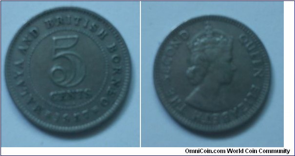 Malaya and British Borneo Queen Elizabeth II - 5 cents Copper-Nickel