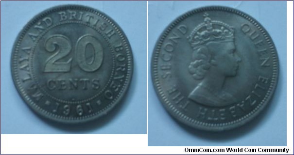 Malaya and British Borneo Queen Elizabeth II - 20 cents Copper-Nickel
