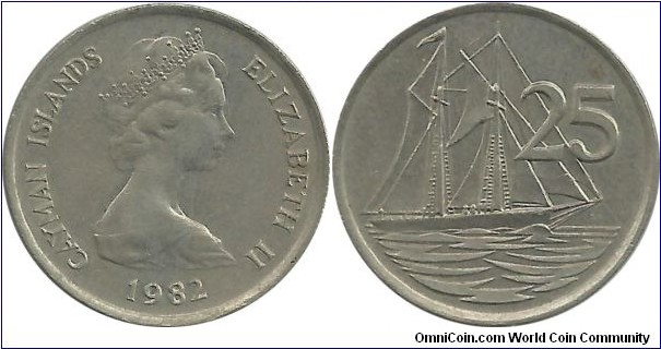 CaymanIslands 25 Cents 1982