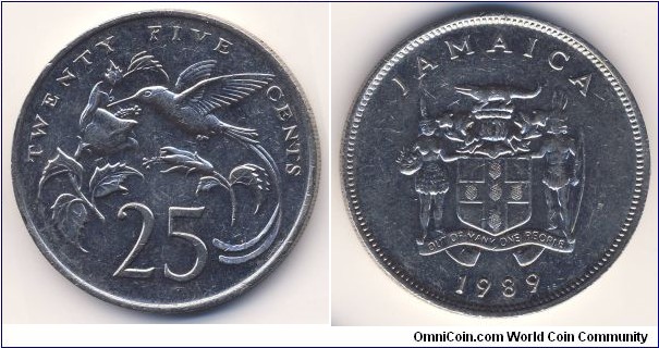 25 Cents (Commonwealth - State of Jamaica / Queen Elizabeth II // Copper-Nickel)