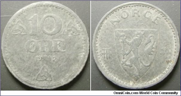 Norway 1942 10 ore. Nice zinc coin. Special thanks to Litotes. 