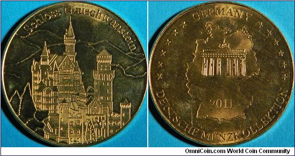 Neuschwanstein castle souvenir coin. 34.5 mm