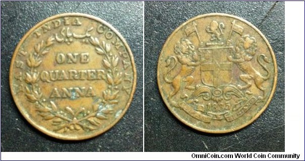 East India Company One Quarter ANNA, bronze