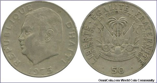 Haiti 50 Centimes 1975 FAO - President Jean-Claude Duvalier