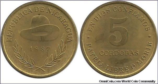 Nicaragua 5 Cordobas 1987