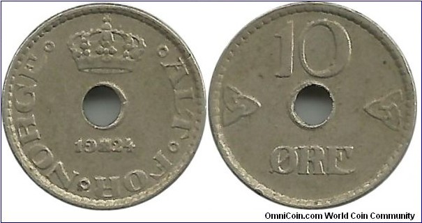 Norway 10 Øre 1924