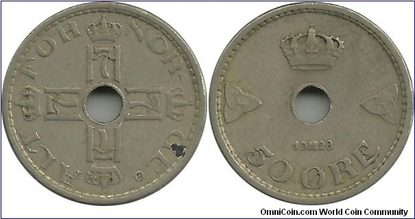 Norway 50 Øre 1928