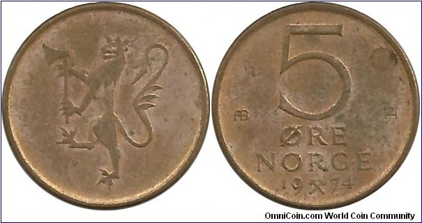 Norway 5 Øre 1974