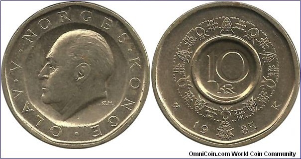 Norway 10 Kroner 1985